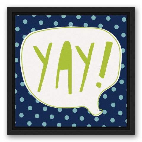 Blue and Green Yay Design 12x12 Black Floating Framed Canvas
