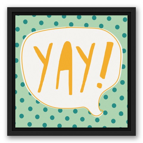 Yellow and Orange Yay Design 12x12 Black Floating Framed Canvas