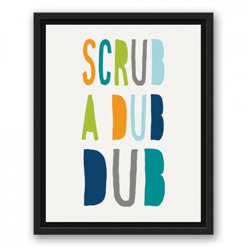 Scrub A Dub Dub Cool Tones Design 11x14 Black Floating Framed Canvas
