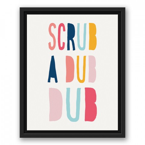 Scrub A Dub Dub Pastel Tones Design 11x14 Black Floating Framed Canvas