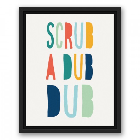 Scrub A Dub Dub Bright Tones Design 11x14 Black Floating Framed Canvas