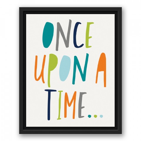 Once Upon a Time Cool Tones Design 11x14 Black Floating Framed Canvas