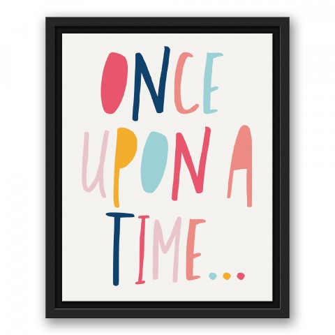Once Upon a Time Pastel Tones Design 11x14 Black Floating Framed Canvas