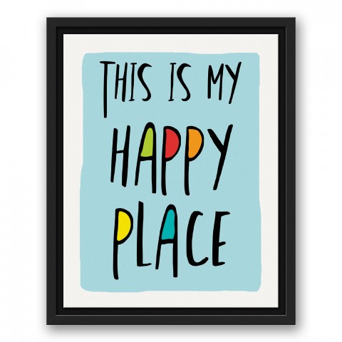 This is My Happy Place Blue 11x14 Black Floating Framed Canvas