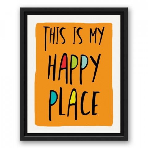 This is My Happy Place Orange 11x14 Black Floating Framed Canvas