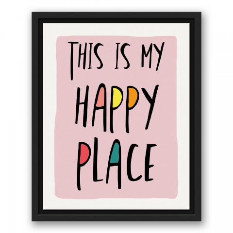 This is My Happy Place Pink 11x14 Black Floating Framed Canvas