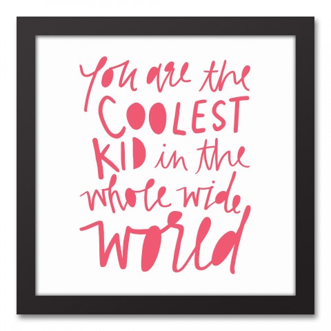 Coolest Kid Rainbow Text 12x12 Black Framed Canvas