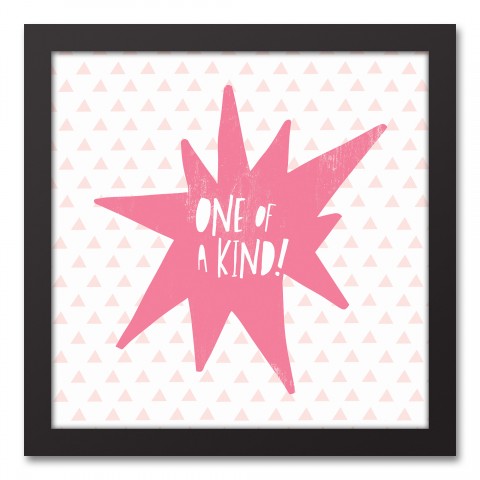 One of a Kind Red Design 12x12 Black Framed Canvas