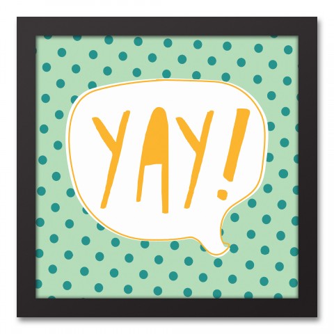 Yellow and Orange Yay Design 12x12 Black Framed Canvas