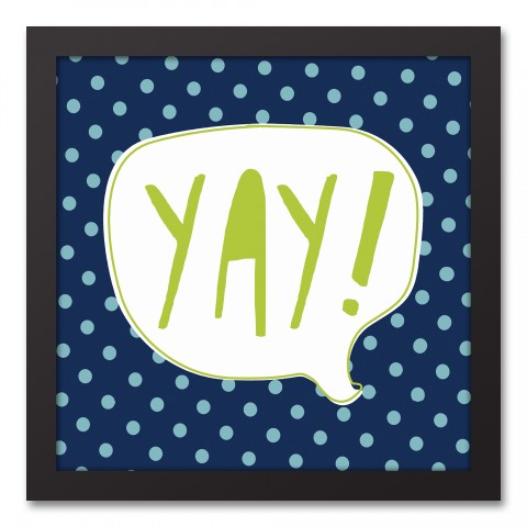 Blue and Green Yay Design 12x12 Black Framed Canvas