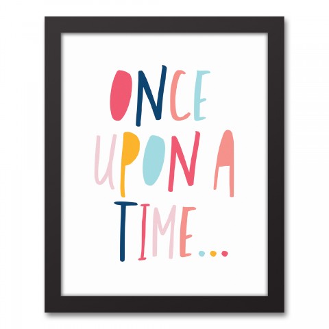 Once Upon a Time Pastel Tones Design 11x14 Black Framed Canvas