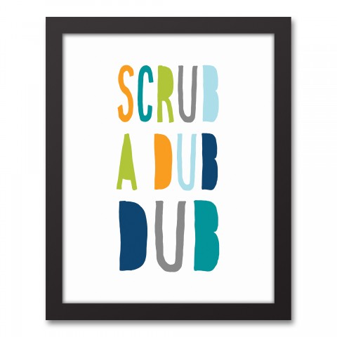 Scrub A Dub Dub Cool Tones Design 11x14 Black Framed Canvas