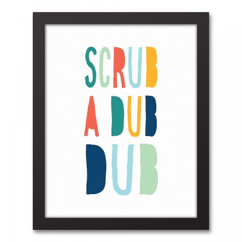 Scrub A Dub Dub Bright Tones Design 11x14 Black Framed Canvas