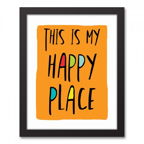 This is My Happy Place Pink 11x14 Black Framed Canvas