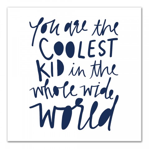 Coolest Kid Blue Text 12x12 Canvas Wall Art