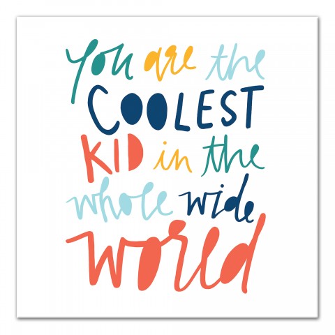Coolest Kid Rainbow Text 12x12 Canvas Wall Art