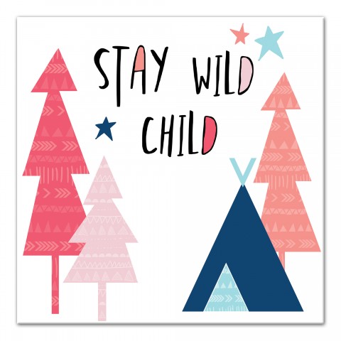 Stay Wild Child Pastel Tones Design 12x12 Canvas Wall Art