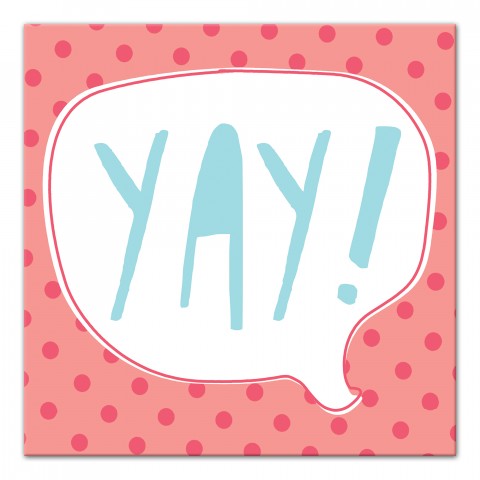 Blue and Pink Yay Design 12x12 Canvas Wall Art