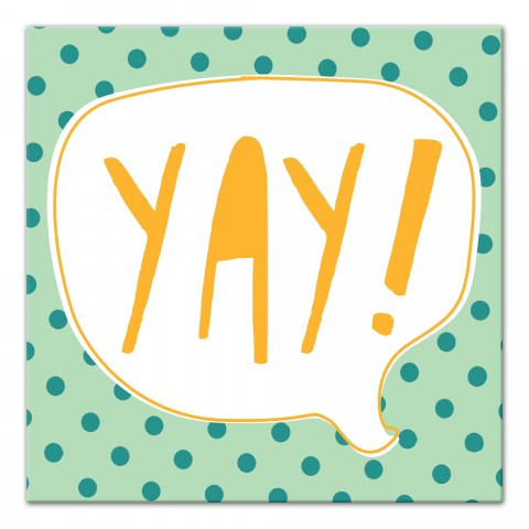 Yellow and Orange Yay Design 12x12 Canvas Wall Art