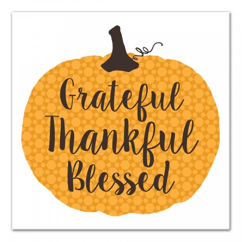 Grateful Thankful Blessed Pumpkin Wall Art