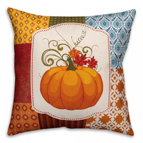 Harvest Patchwork Pumpkin Pillow