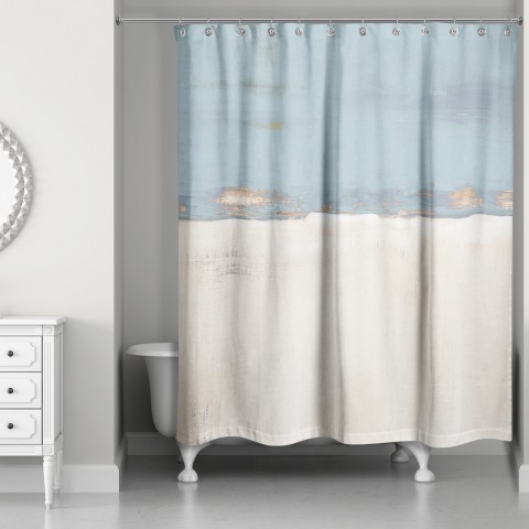 Blue and Cream Horizon 71x74 Shower Curtain