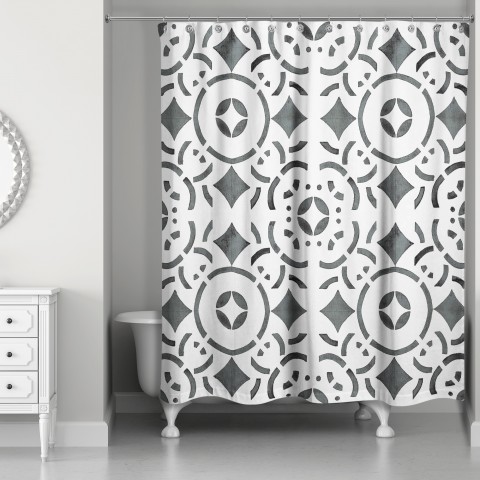 Geometric Tile 71x74 Shower Curtain