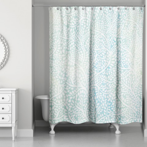 Mint Abstract Trees 71x74 Shower Curtain