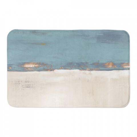 Blue and Cream Horizon 34x21 Bath Mat