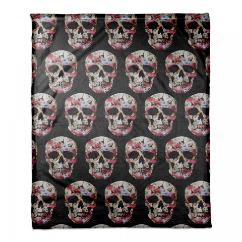Floral Skull Pattern Throw