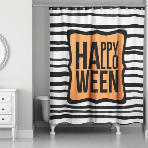 Happy Halloween Stripes 71x74 Shower Curtain