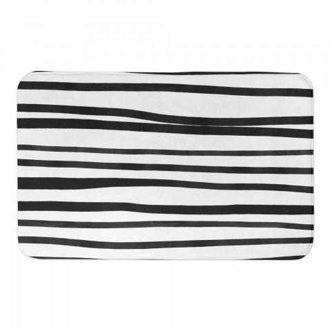 Black Watercolor Stripes 34x21 Bath Mat