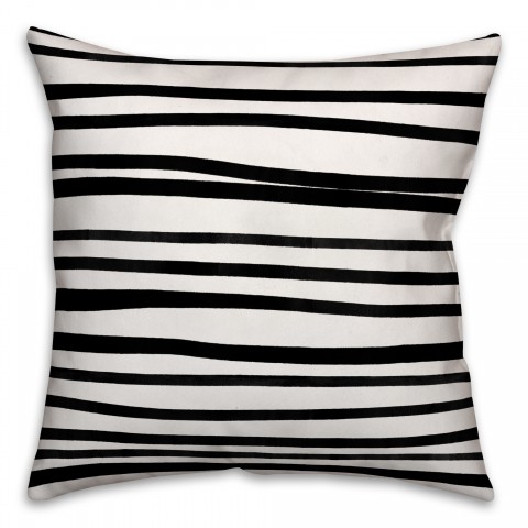 Black Watercolor Stripes Pillow