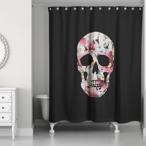 Floral Skull 71x74 Shower Curtain