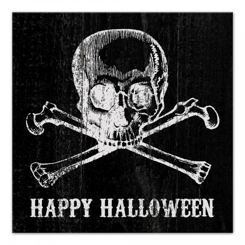 Scull and Crossbones Happy Halloween Wall Art