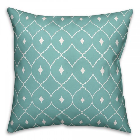 Teal Diamond Pattern Pillow