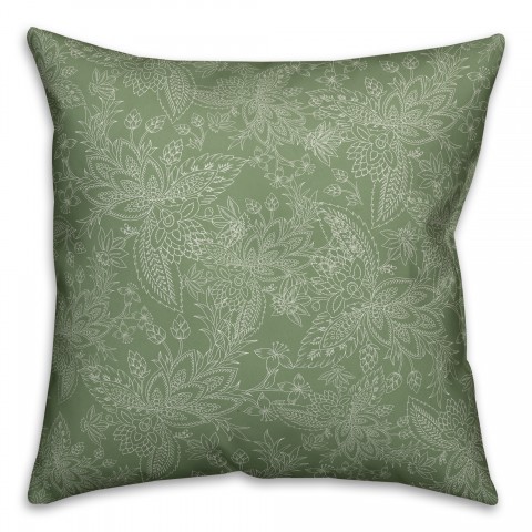 Green Paisley Pattern Pillow Cover