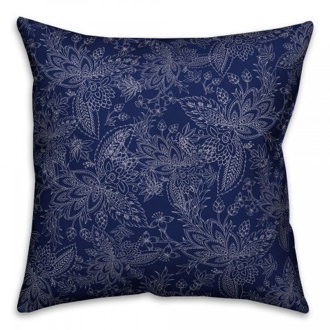 Navy Paisley Pattern Pillow