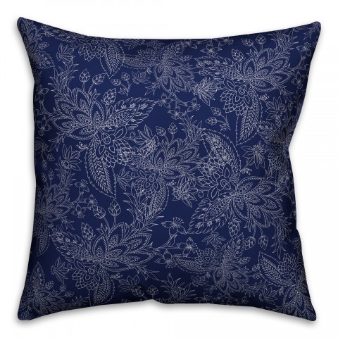 Navy Paisley Pattern Pillow Cover