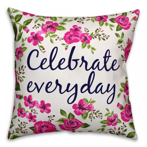 Celebrate Everyday Pink Floral Pillow