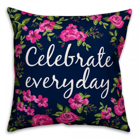 Celebrate Everyday Navy Floral Pillow