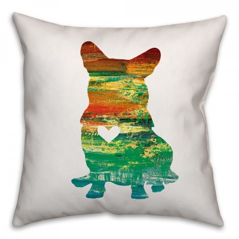 Colorful Silhouette Corgi Pillow Cover