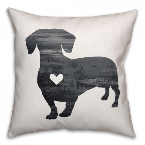 Gray Silhouette Dachshund Pillow