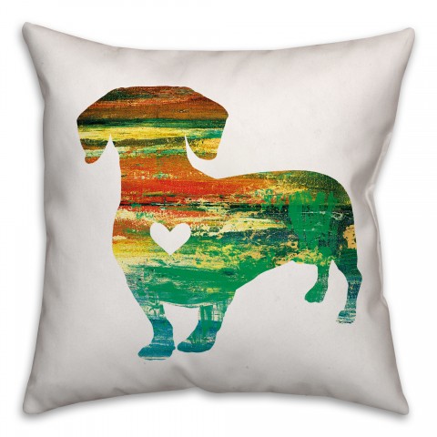 Colorful Silhouette Dachshund Pillow