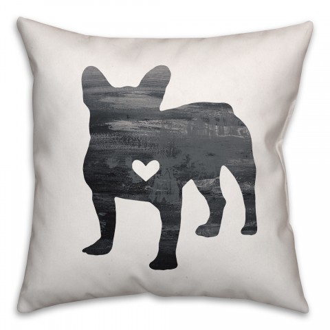 Gray Silhouette Frenchie Pillow