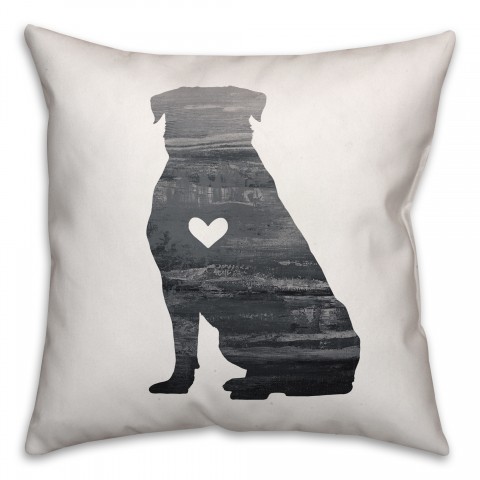 Gray Silhouette Rottweiler Pillow