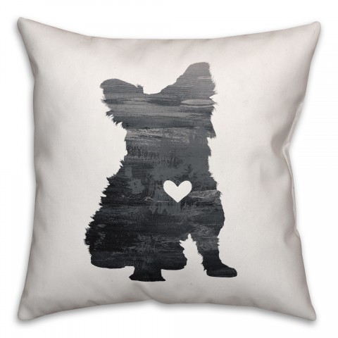 Gray Silhouette Yorkie Pillow