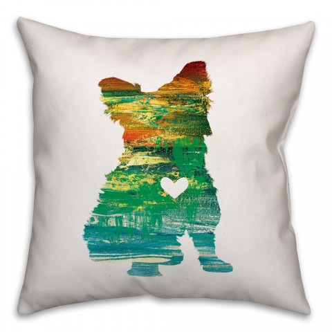 Colorful Silhouette Yorkie Pillow