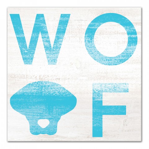 Woof Distressed Blue Wall Art