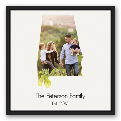 Alabama Family 20x20 Personalized Black Floating Framed Canvas